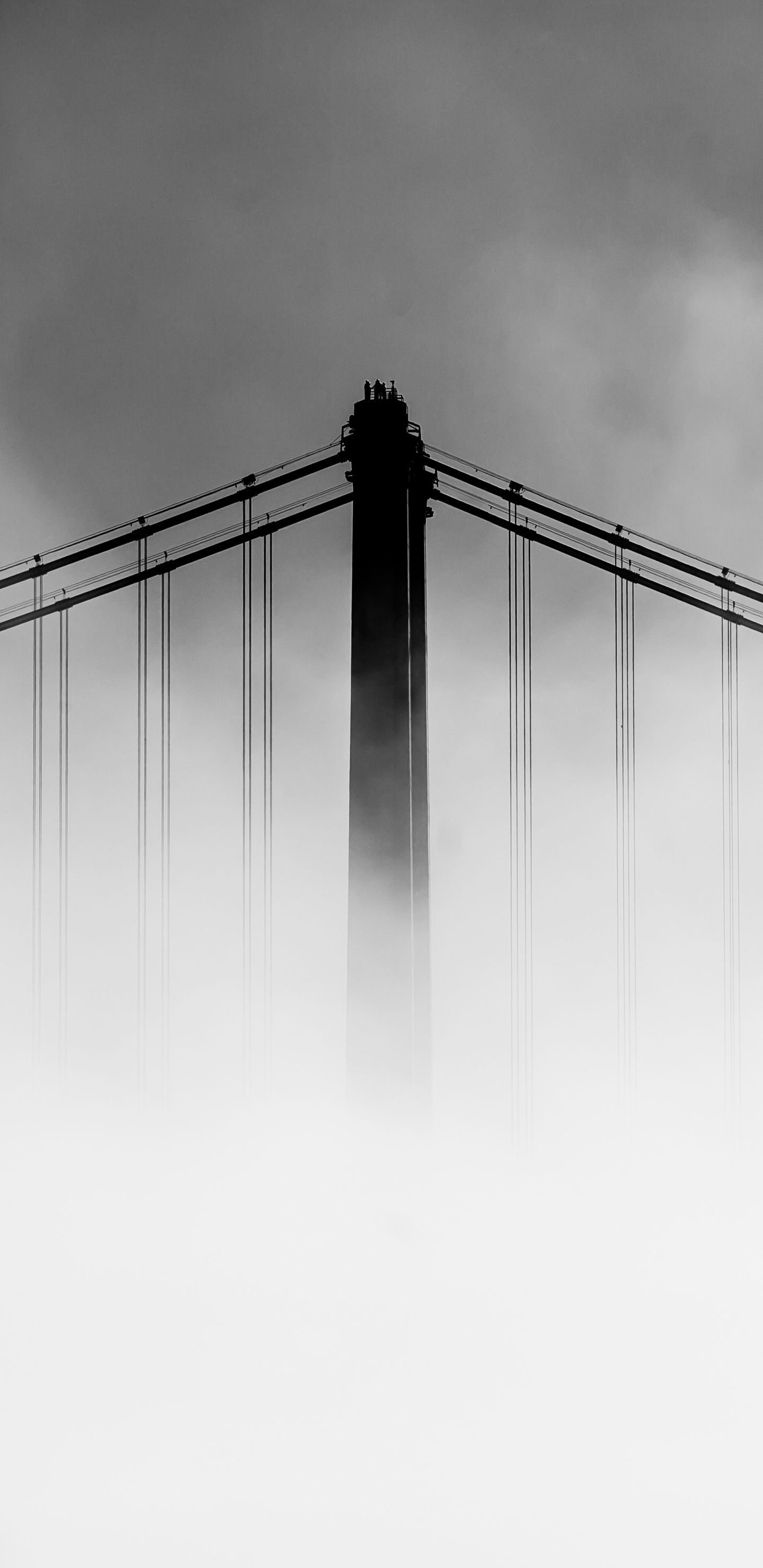Grayscale Photo of Bridge Under Cloudy Sky. Wallpaper in 1440x2960 Resolution