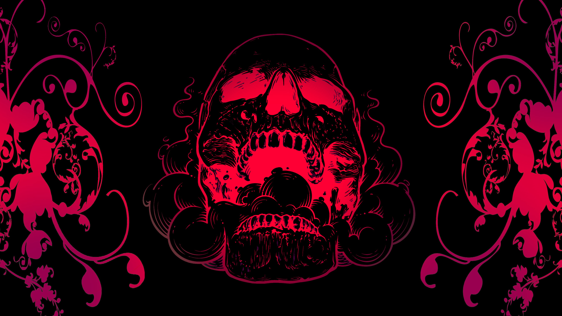 Logo Tête de Mort Rouge et Noir. Wallpaper in 1920x1080 Resolution