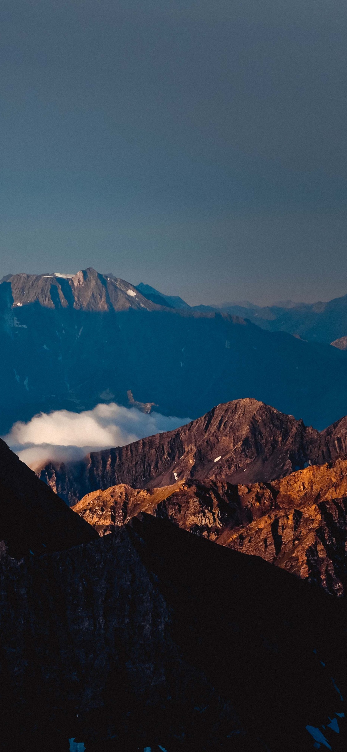 Mountain, Cloud, Natural Landscape, Highland, Snow. Wallpaper in 1125x2436 Resolution