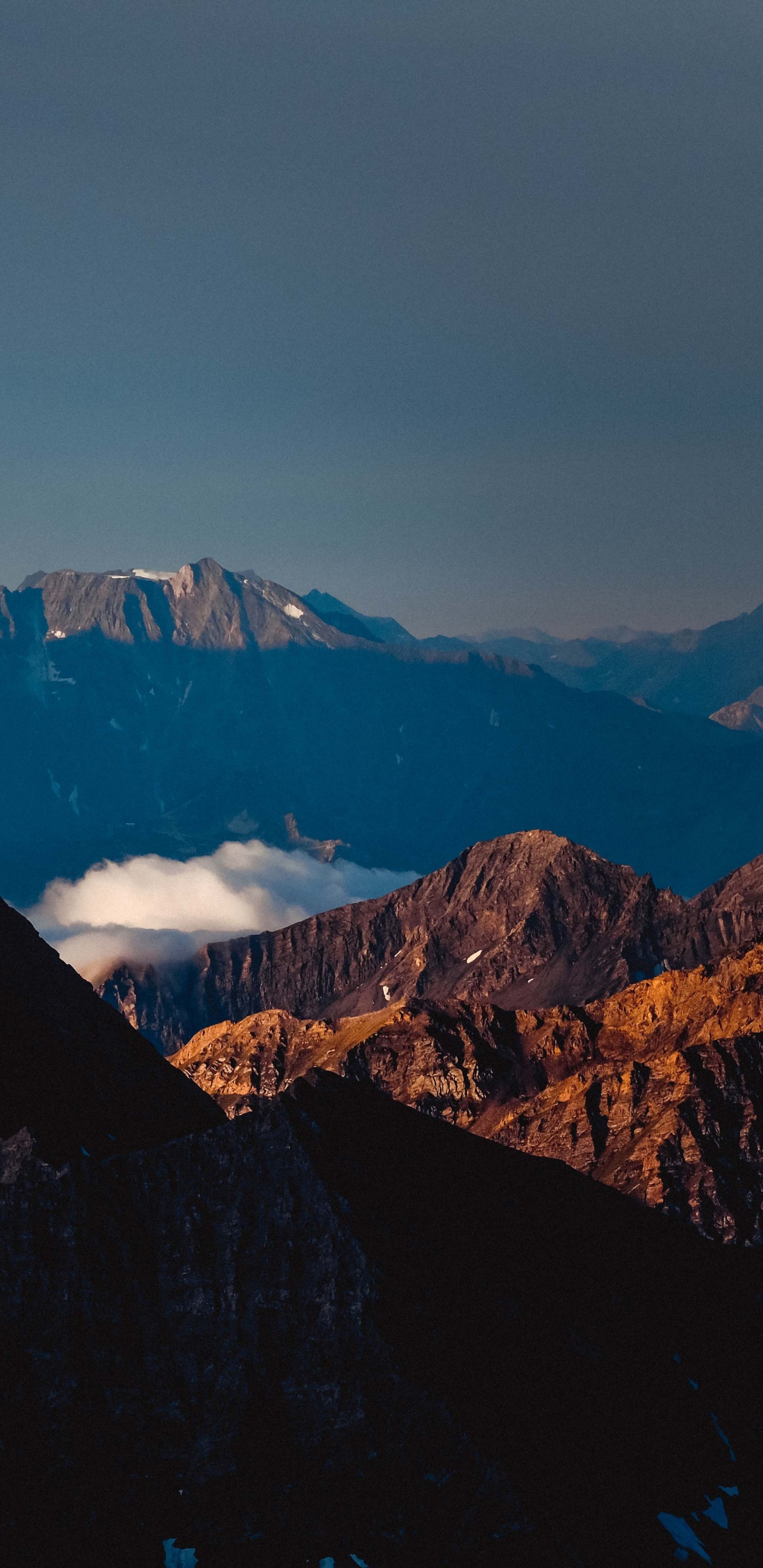 Mountain, Cloud, Natural Landscape, Highland, Snow. Wallpaper in 1440x2960 Resolution