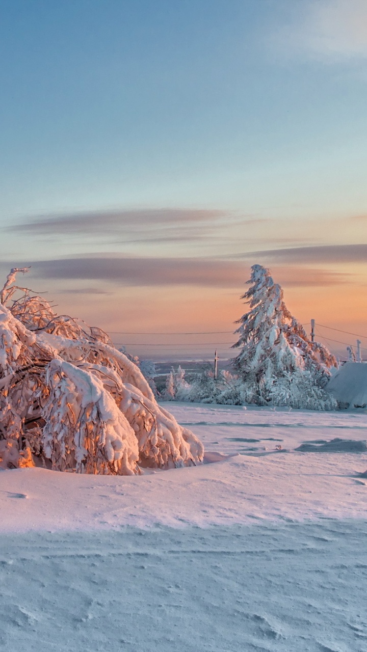 Formación de Roca Marrón Sobre Suelo Blanco Cubierto de Nieve Durante el Día. Wallpaper in 720x1280 Resolution