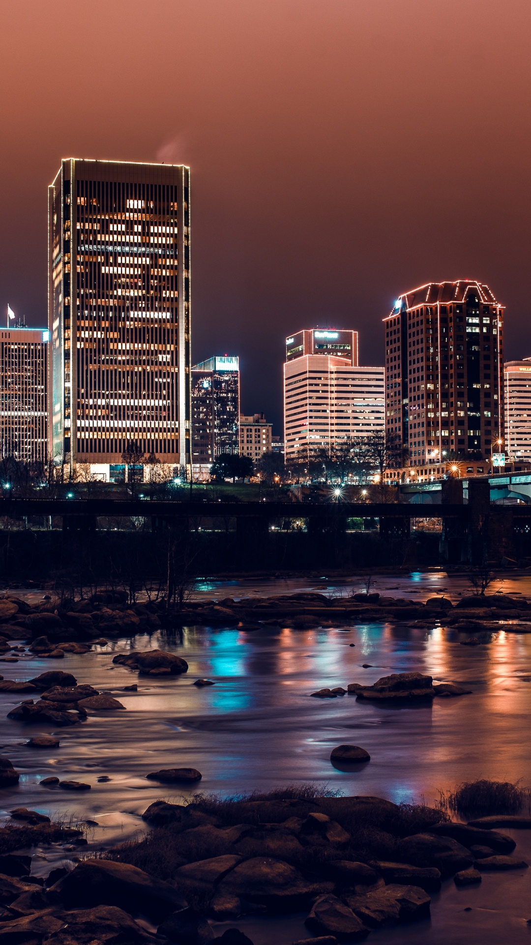 City Skyline During Night Time. Wallpaper in 1080x1920 Resolution