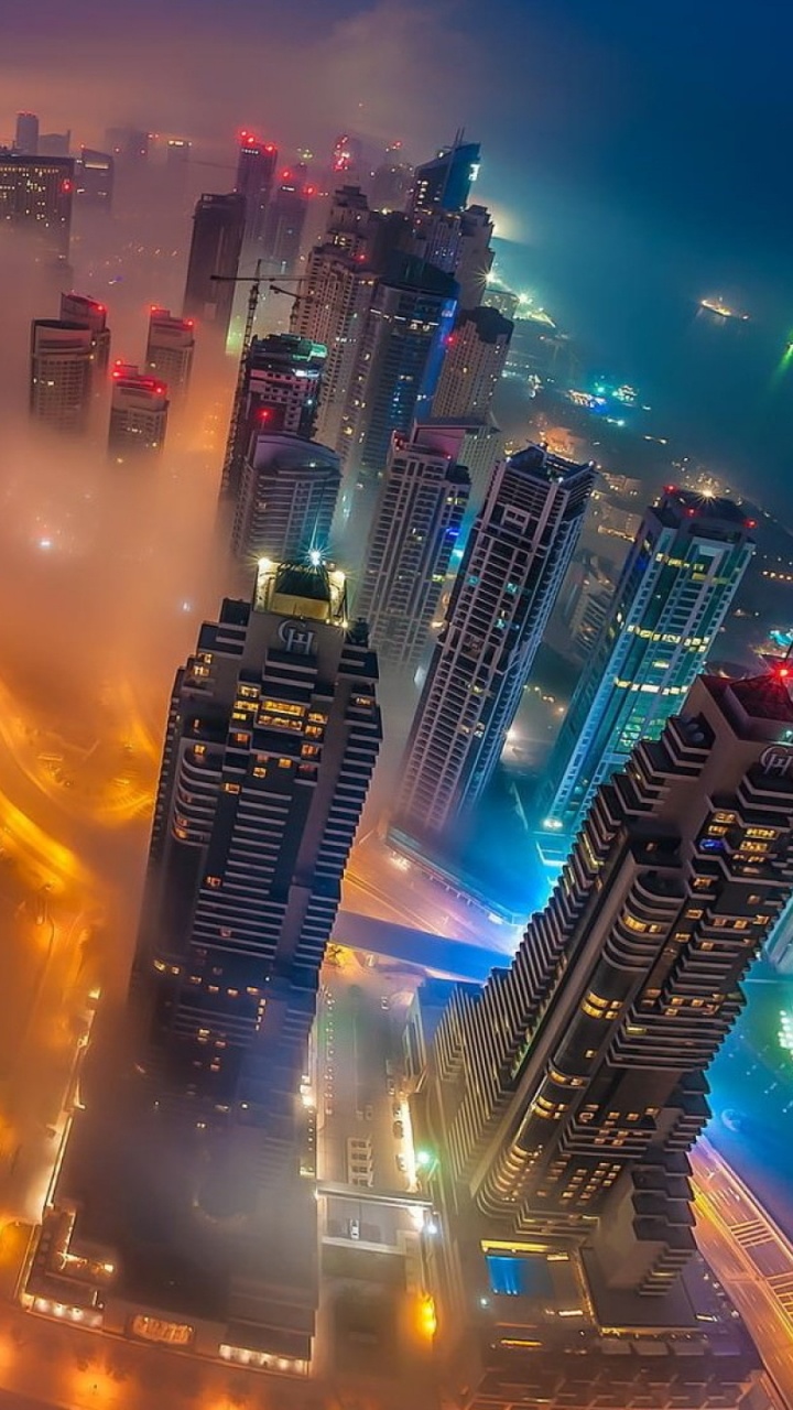 High Rise Buildings During Night Time. Wallpaper in 720x1280 Resolution