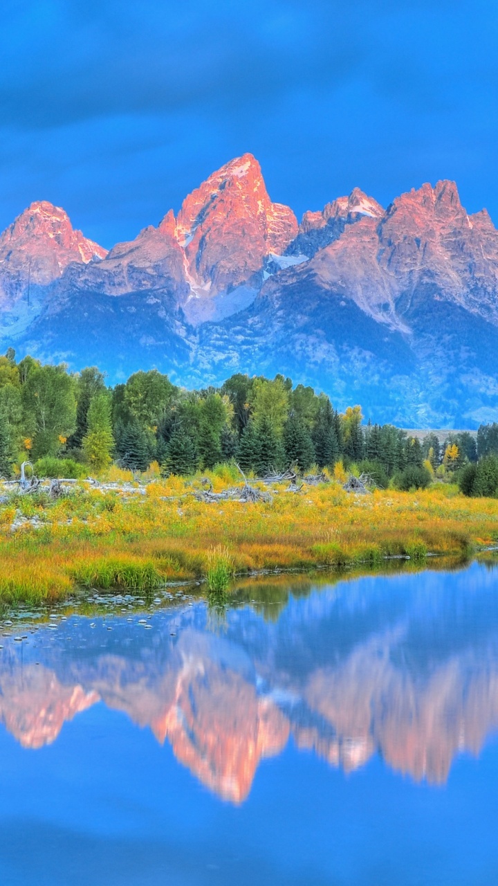 Green Trees Near Lake and Mountain Under Blue Sky During Daytime. Wallpaper in 720x1280 Resolution