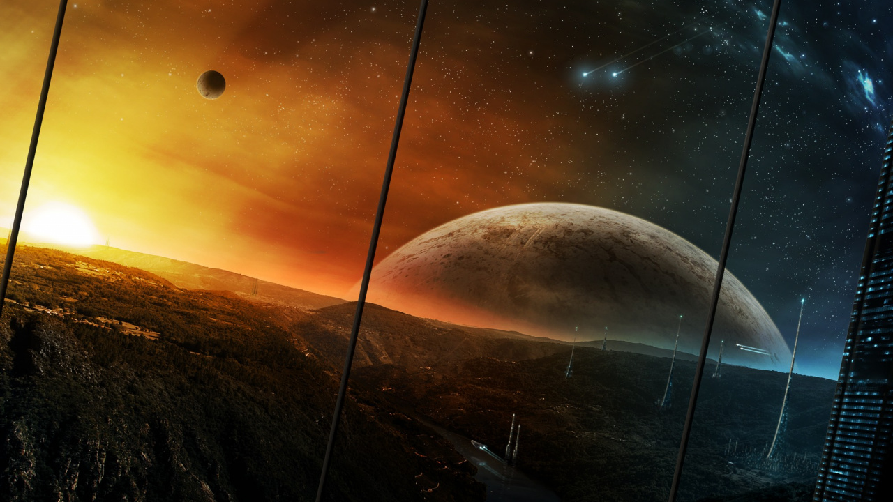 Lune Sur la Montagne Pendant la Nuit. Wallpaper in 1280x720 Resolution