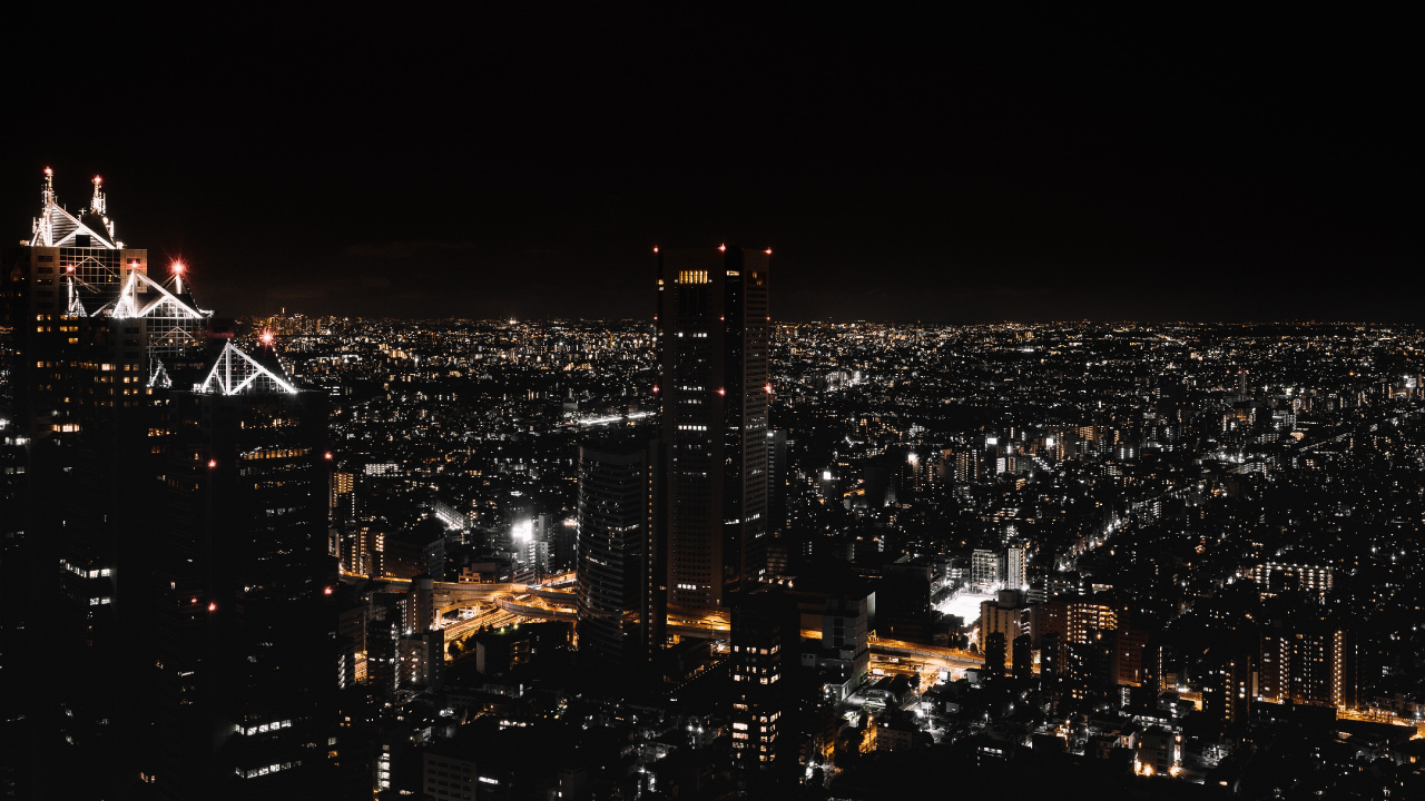 Horizonte de la Ciudad Durante la Noche. Wallpaper in 1280x720 Resolution