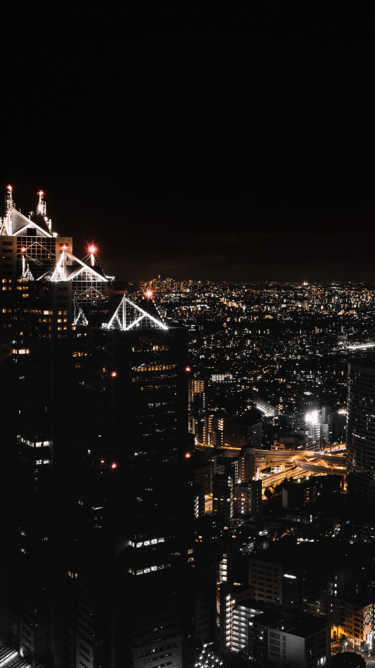 Horizonte de la Ciudad Durante la Noche. Wallpaper in 750x1334 Resolution