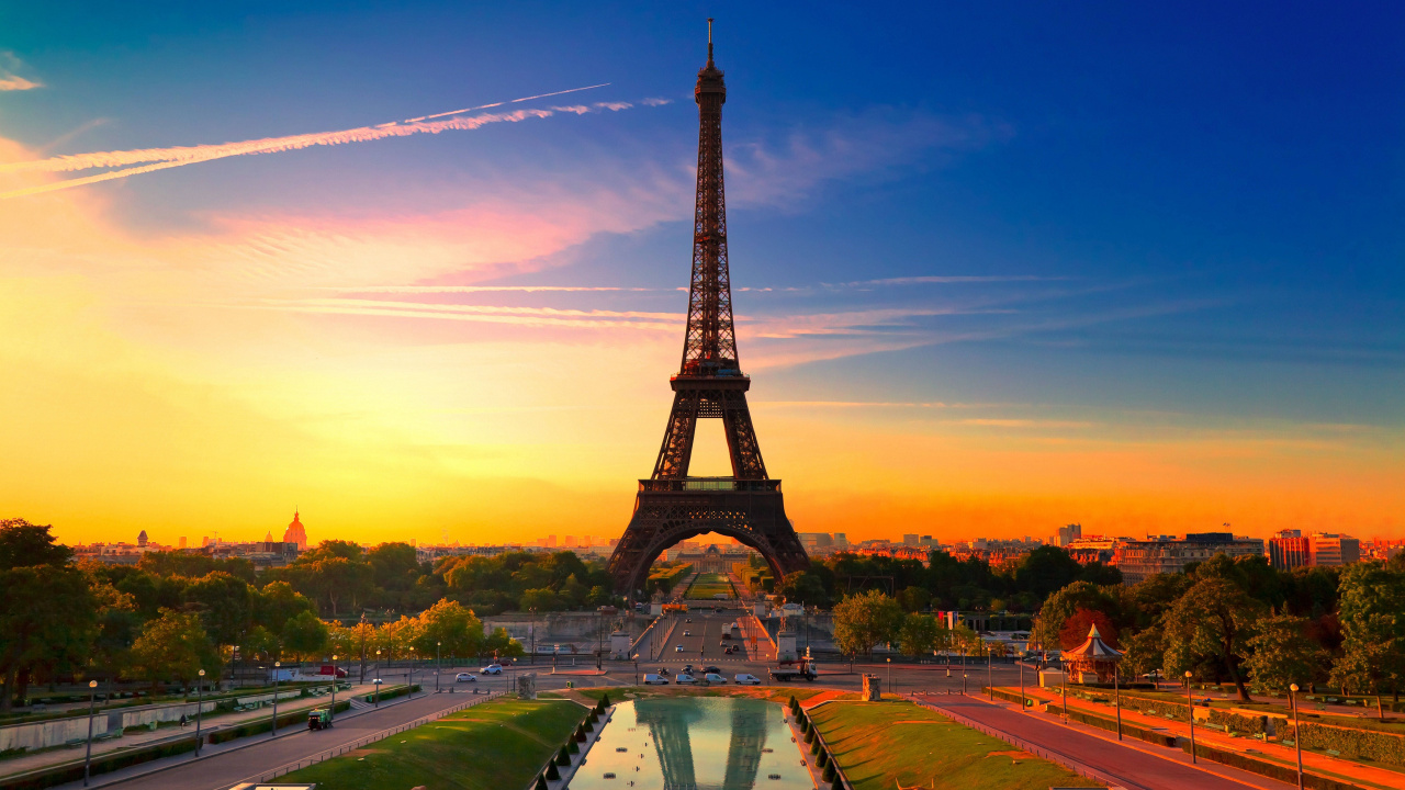 Tour Eiffel, Les Invalides, L'arc de Triomphe, Montparnasse, Avenue Anatole France. Wallpaper in 1280x720 Resolution