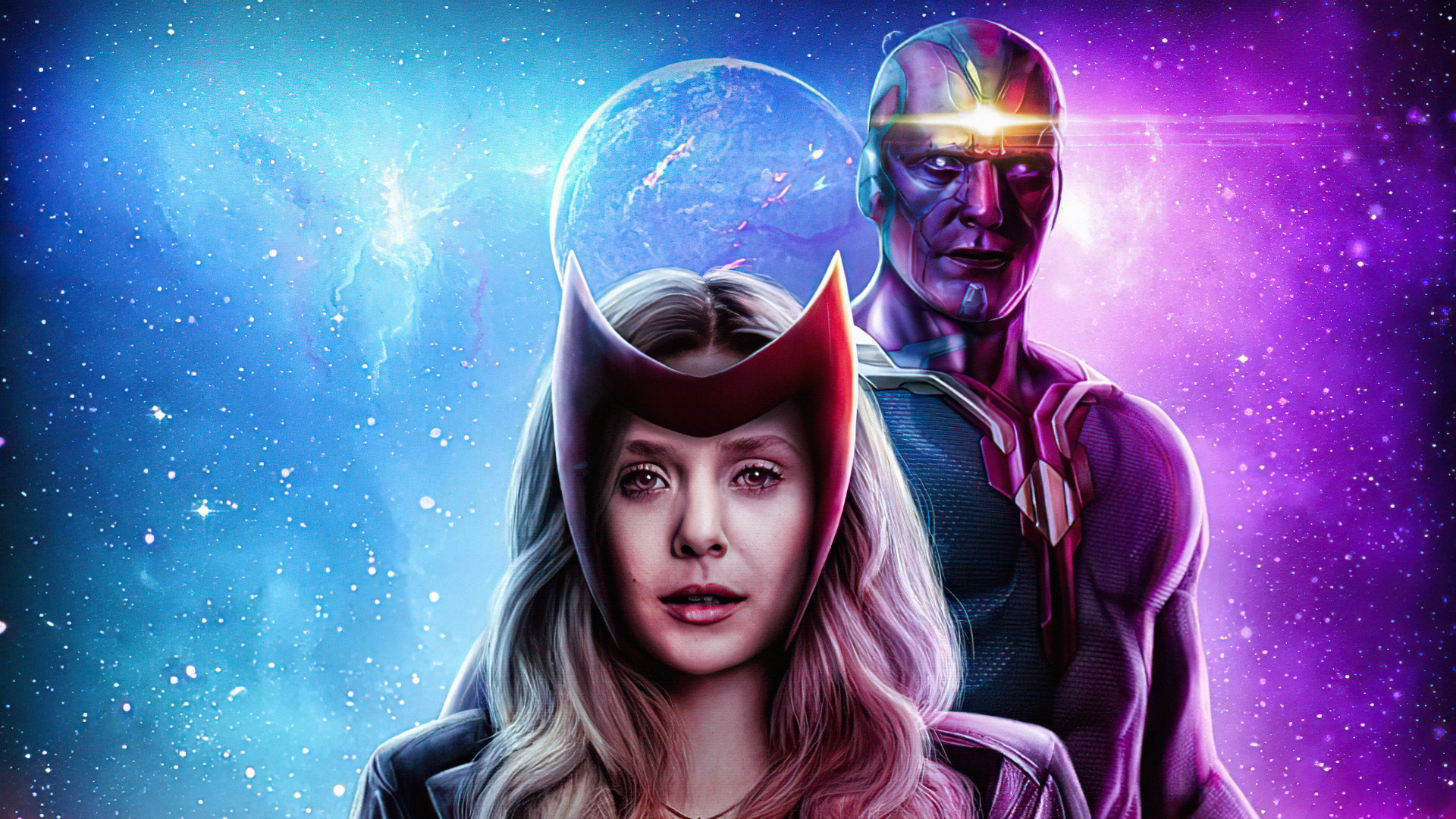Wanda Maximoff, Wandavision, Vision, Light, Purple. Wallpaper in 1920x1080 Resolution