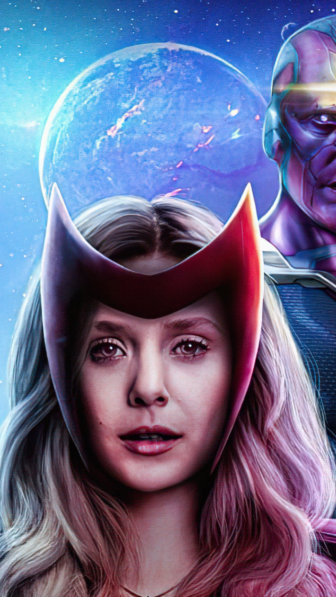 Wanda Maximoff, Wandavision, Vision, Lumière, Purple. Wallpaper in 1080x1920 Resolution