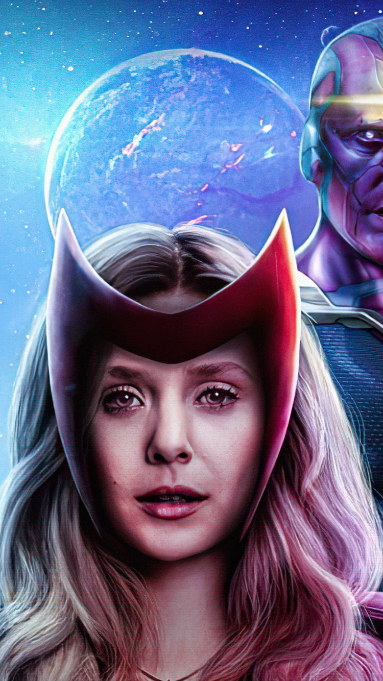 Wanda Maximoff, Wandavision, Vision, Luz, Morado. Wallpaper in 750x1334 Resolution