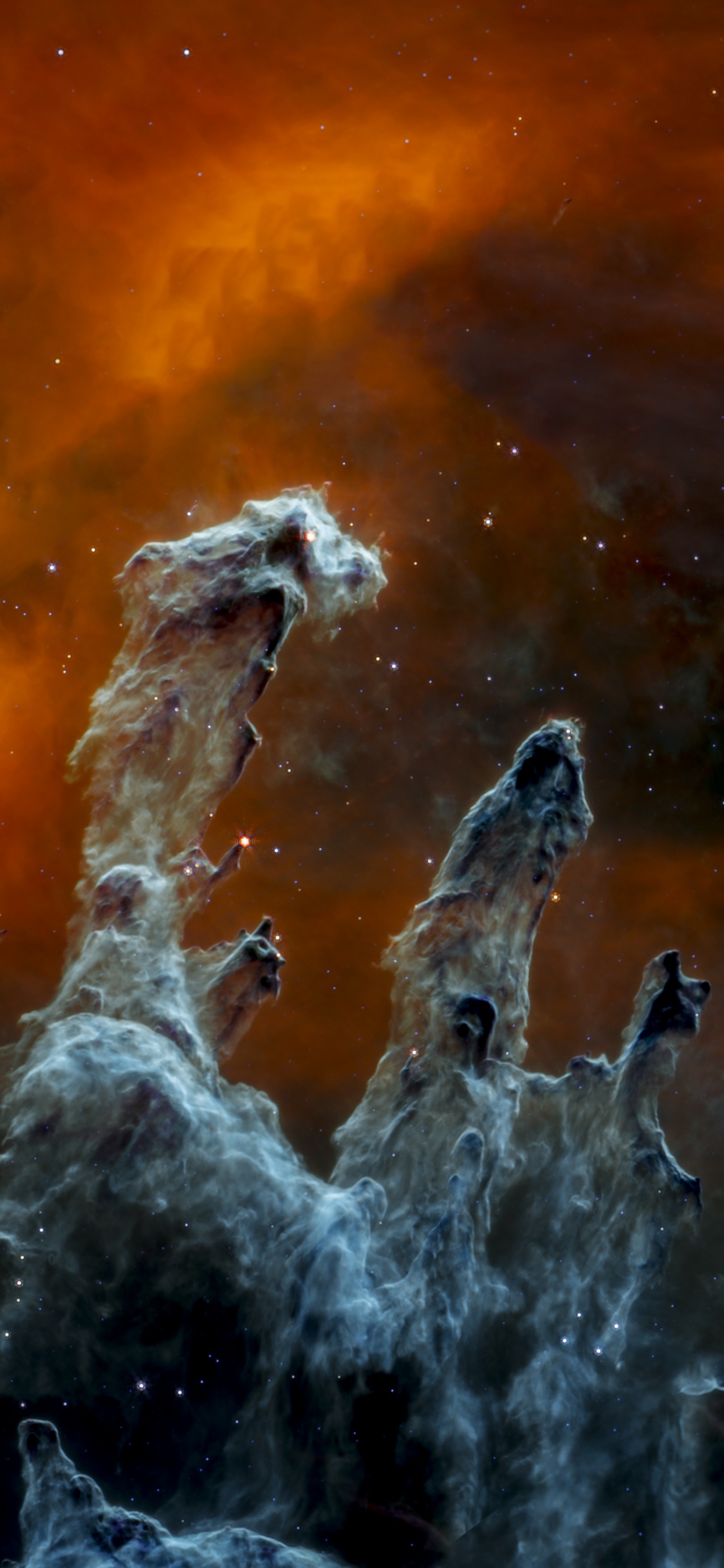 Säulen Der Schöpfung, James-Webb-Weltraumteleskop, Mittelinfrarot-Instrument, Raum, Nircam. Wallpaper in 1125x2436 Resolution