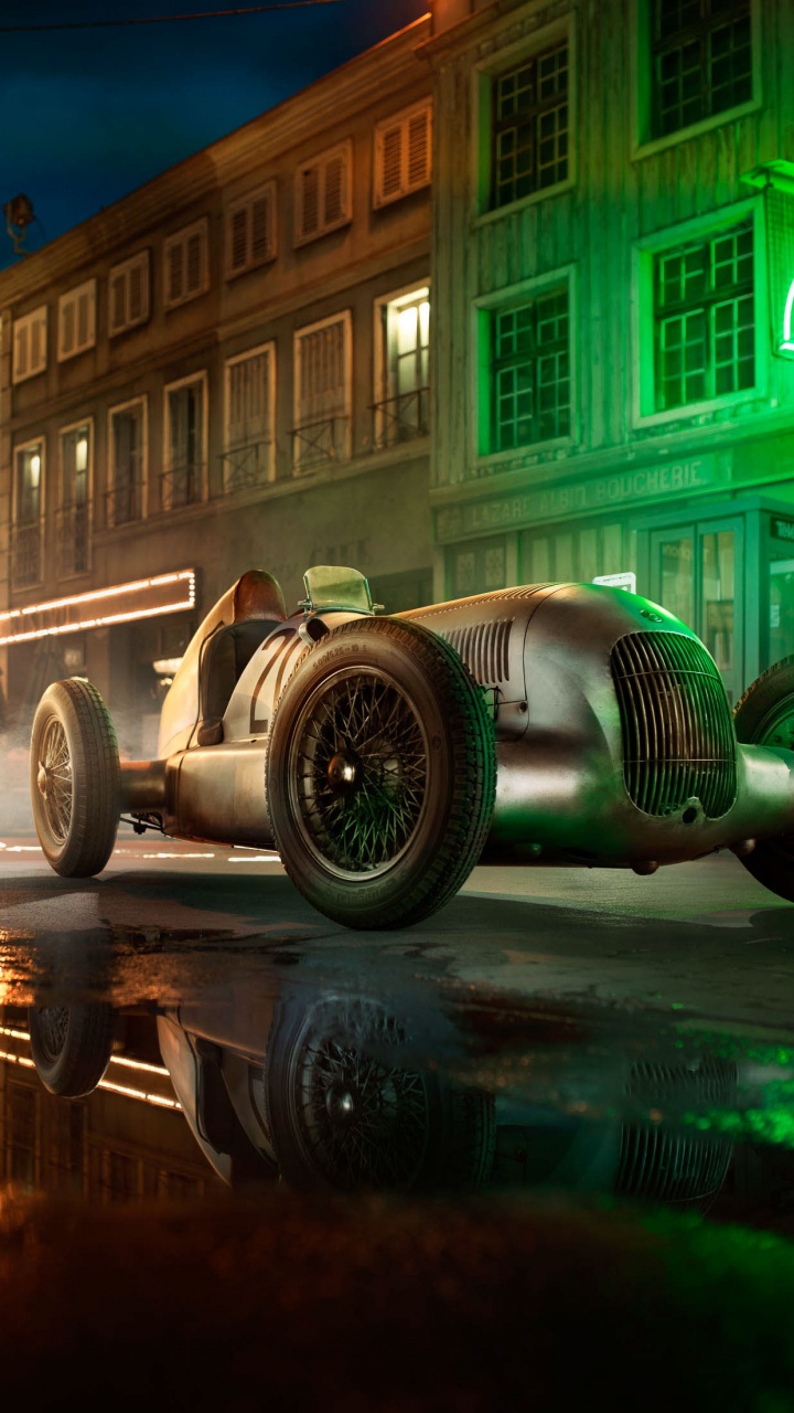 Voiture Verte et Noire Sur Route Pendant la Nuit. Wallpaper in 720x1280 Resolution