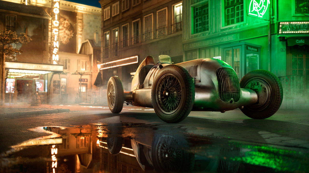 Grünes Und Schwarzes Auto Auf Der Straße Während Der Nachtzeit. Wallpaper in 1280x720 Resolution