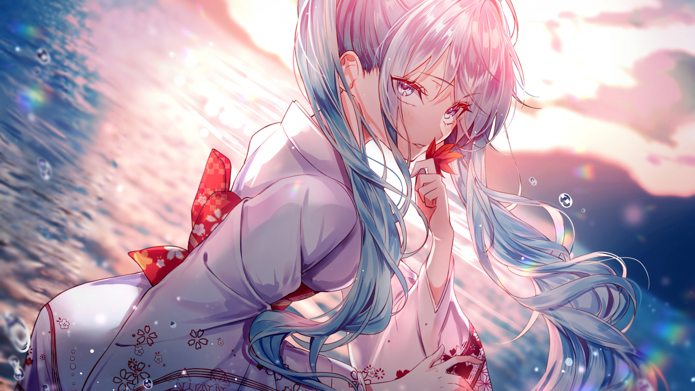 Chica Anime Con Cabello Azul, Hatsune Miku, Anime, Anime Girl, Miku Hatsune. Wallpaper in 1366x768 Resolution