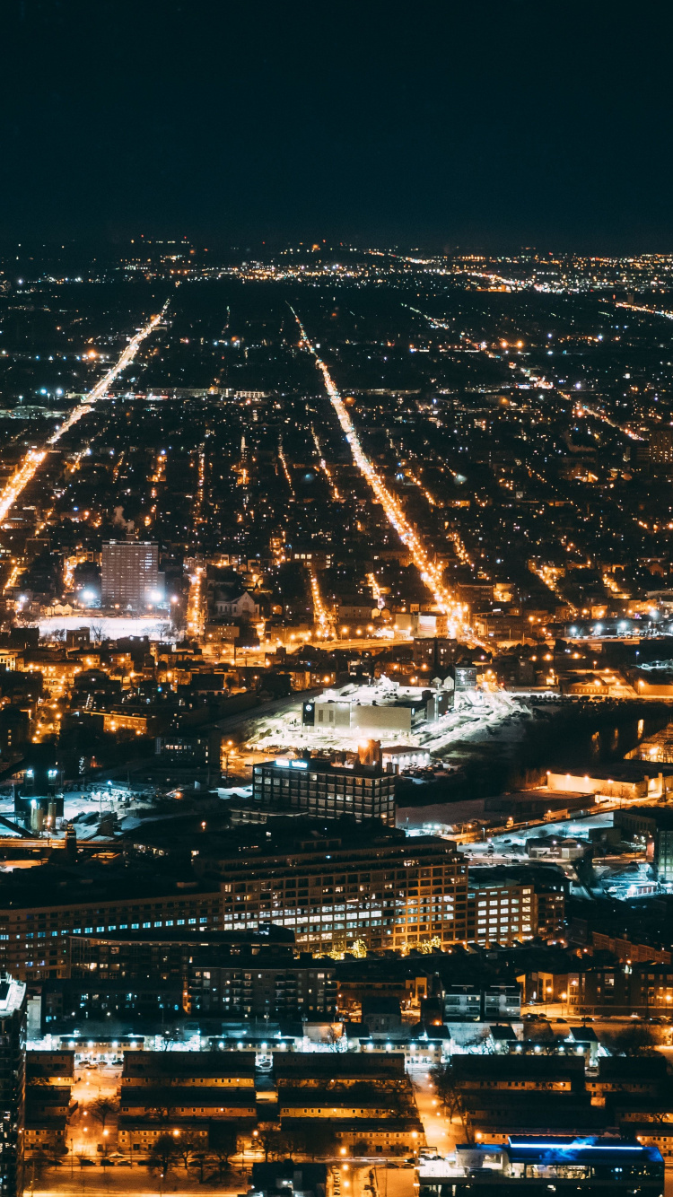 Aerial View of City During Night Time. Wallpaper in 750x1334 Resolution