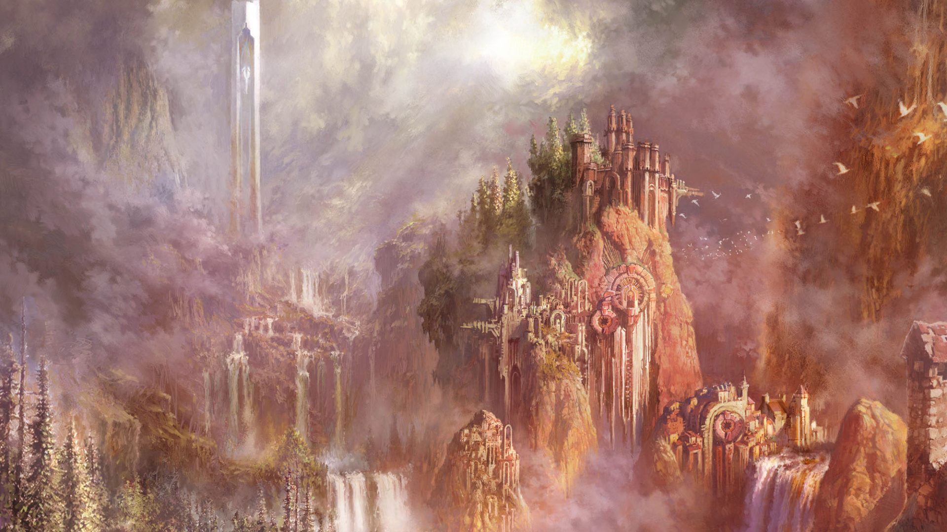 Brown and Green Trees Painting. Wallpaper in 1920x1080 Resolution