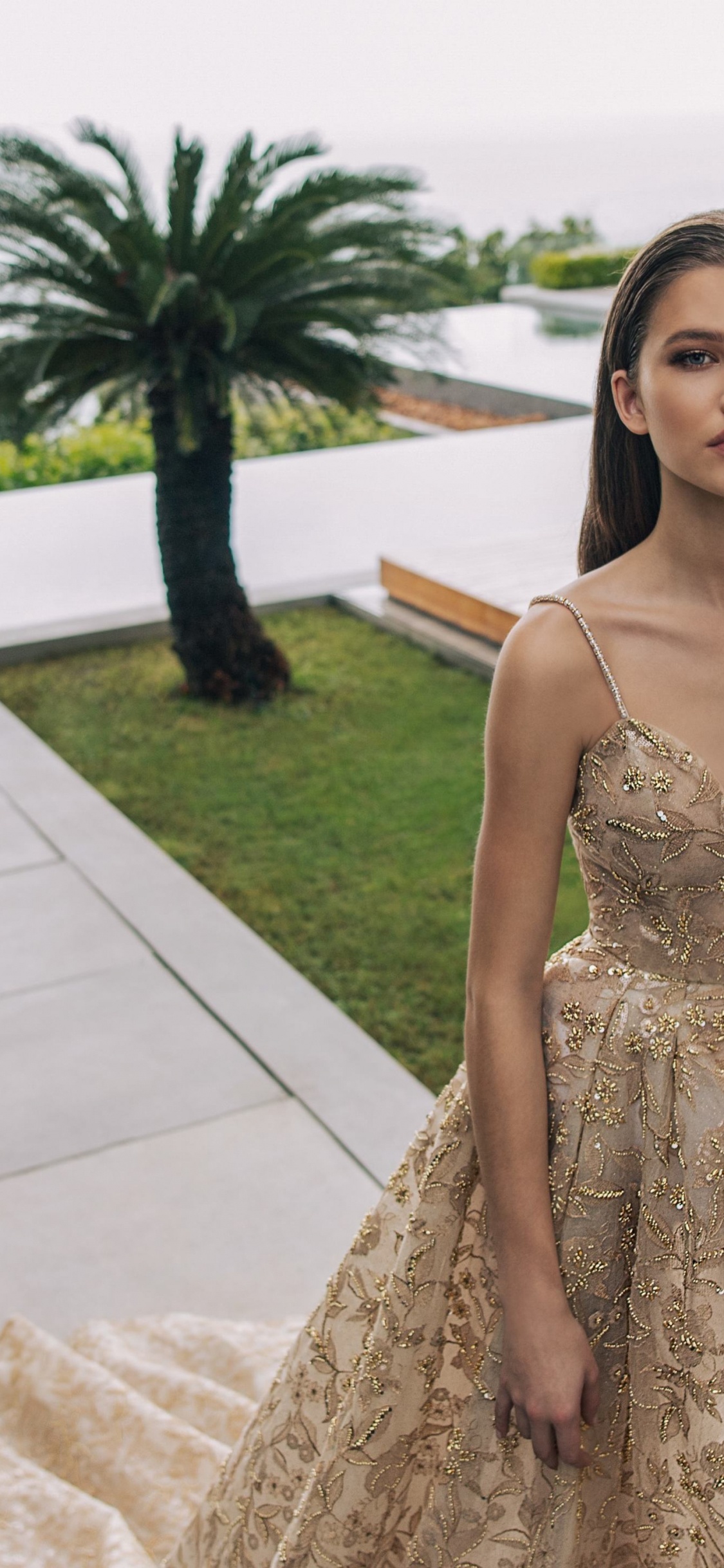 礼服, 婚礼礼服, 皮肤, 发型, 酒店 壁纸 1125x2436 允许