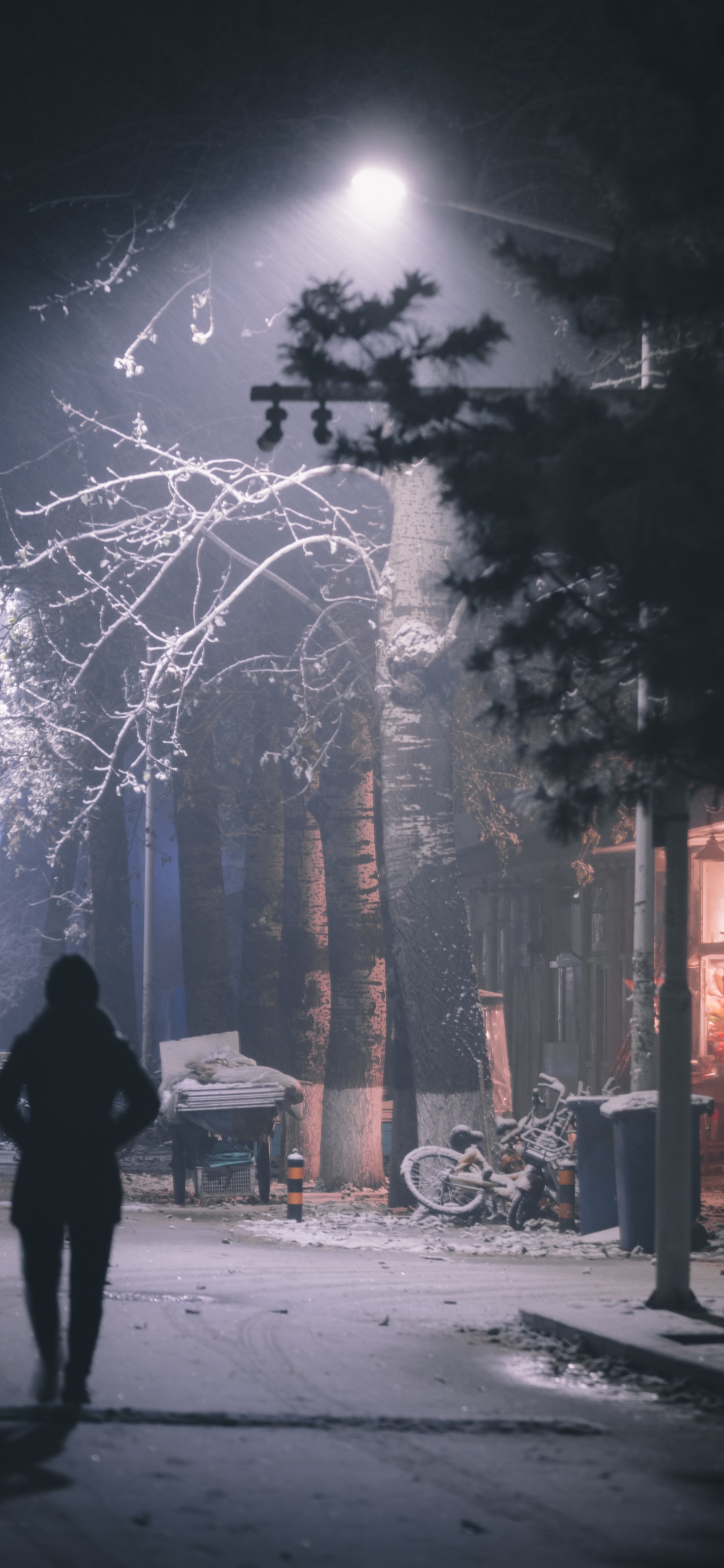 Person in Black Coat Standing on Snow Covered Ground During Daytime. Wallpaper in 1242x2688 Resolution