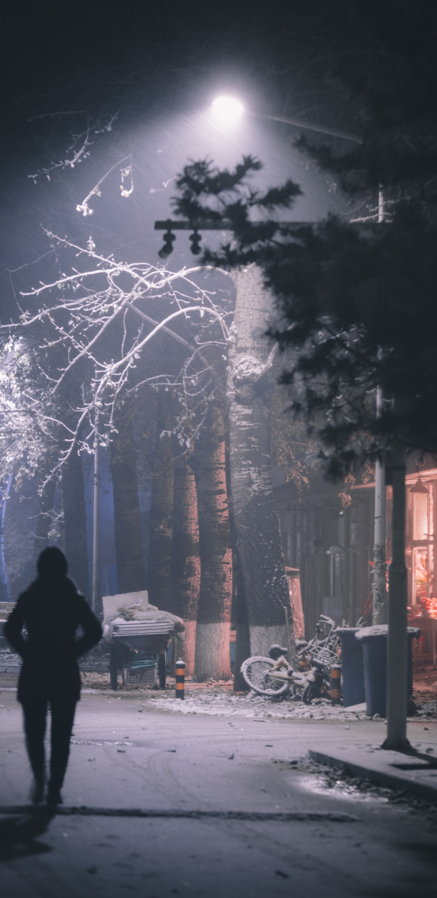 Personne en Manteau Noir Debout Sur un Sol Couvert de Neige Pendant la Journée. Wallpaper in 1440x2960 Resolution