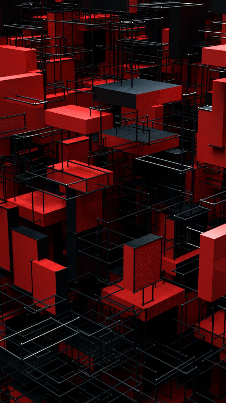 Blocs de Cubes Rouges et Bleus. Wallpaper in 750x1334 Resolution