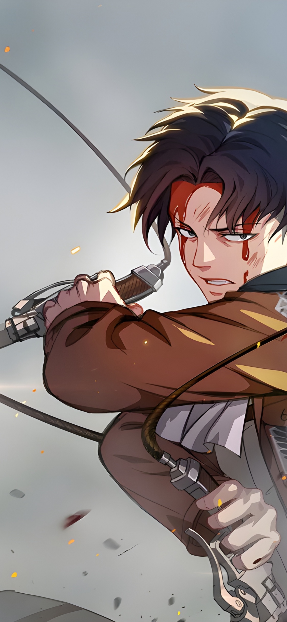 Animated Cartoon, Levi Ackerman, Attack on Titan, Eren Yeager, Mikasa Ackerman. Wallpaper in 1125x2436 Resolution