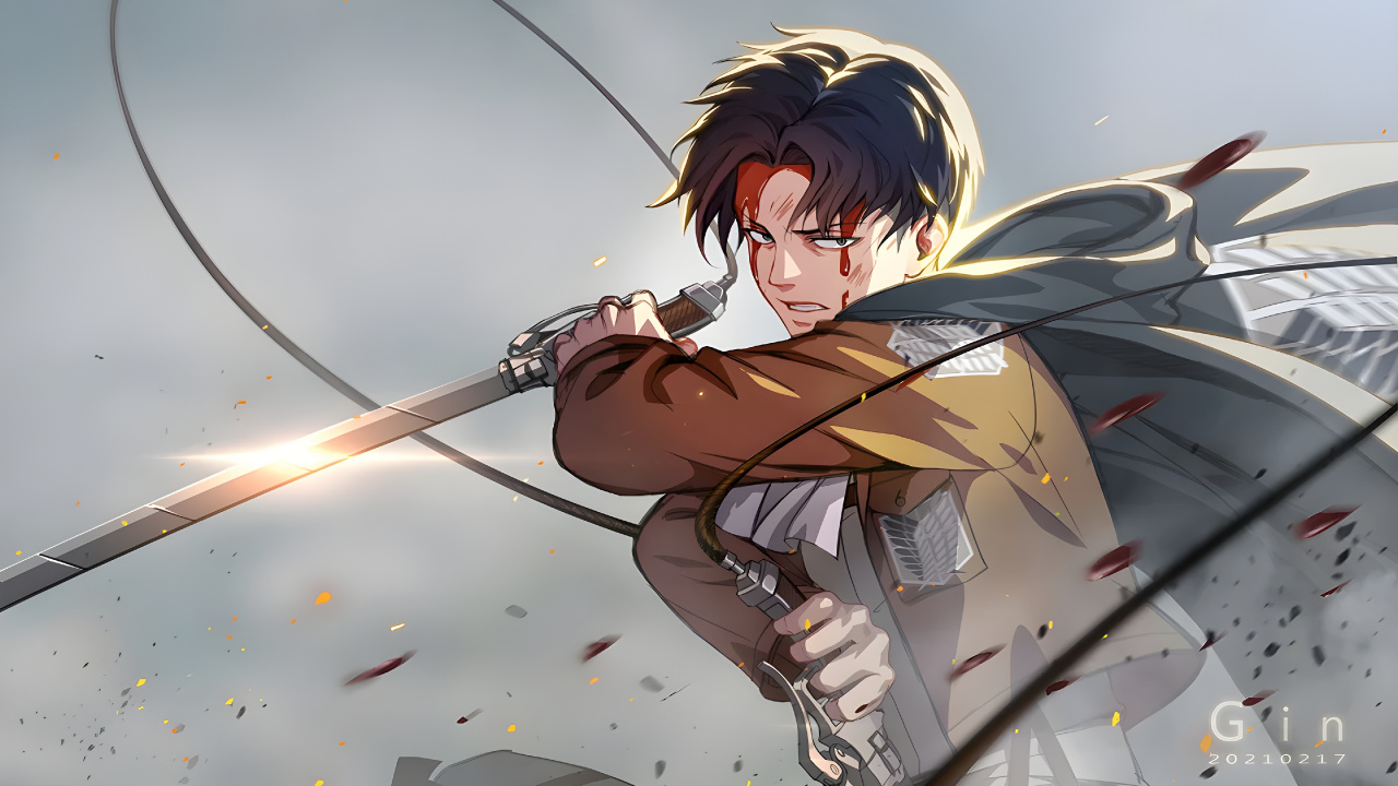Animated Cartoon, Levi Ackerman, Attack on Titan, Eren Yeager, Mikasa Ackerman. Wallpaper in 1280x720 Resolution