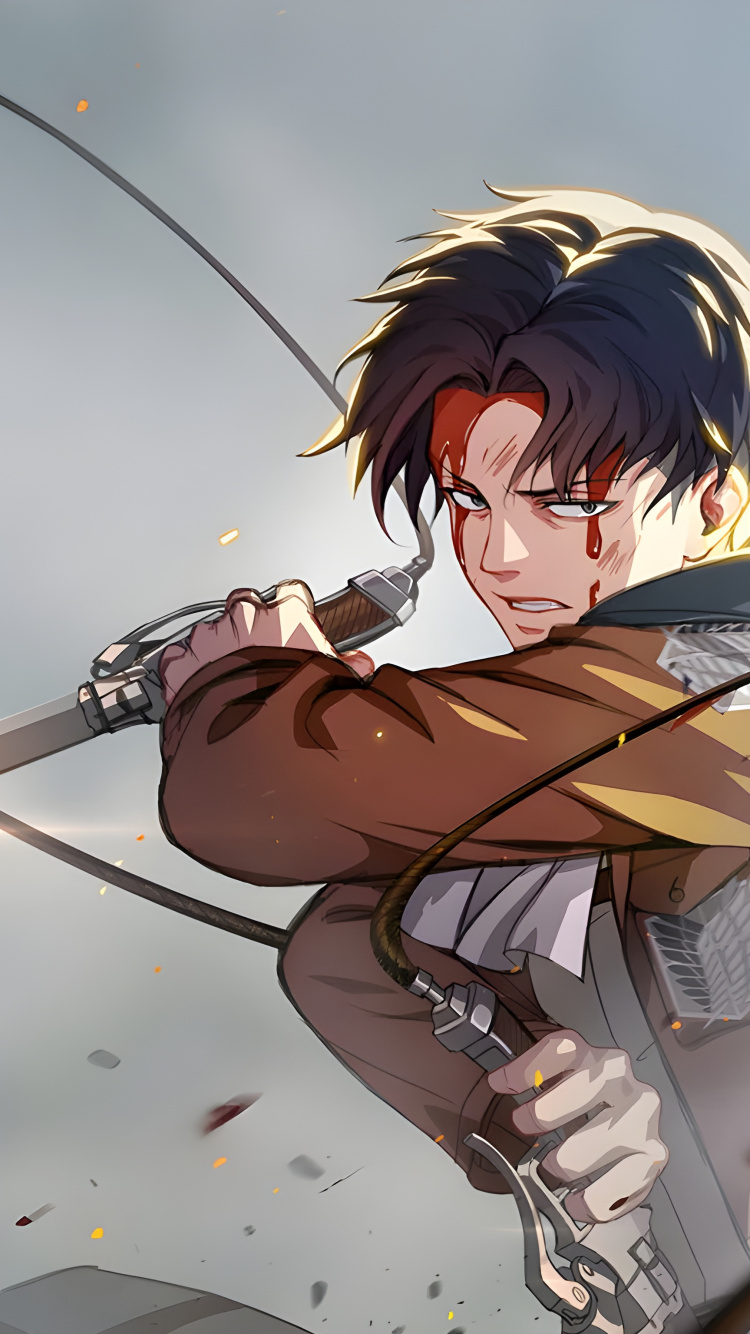 de Dibujos Animados, Levi Ackerman, Ataque en Titán, Eren Yeager, Mikasa Ackerman. Wallpaper in 750x1334 Resolution