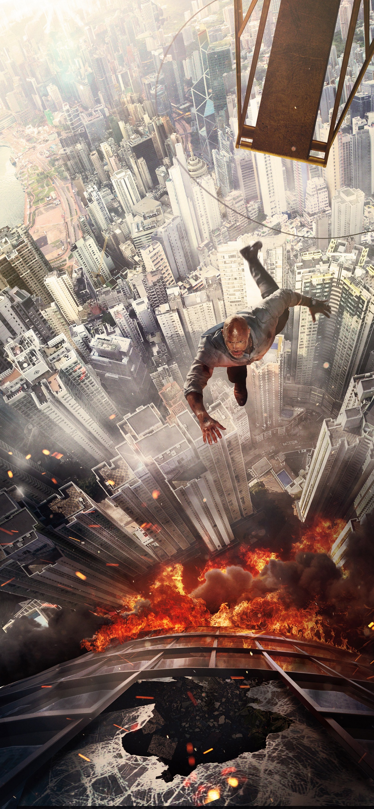 Skyscraper 2018 Poster, Universal Pictures, Will Sawyer, Poster, Skyscraper Movie Poster. Wallpaper in 1242x2688 Resolution