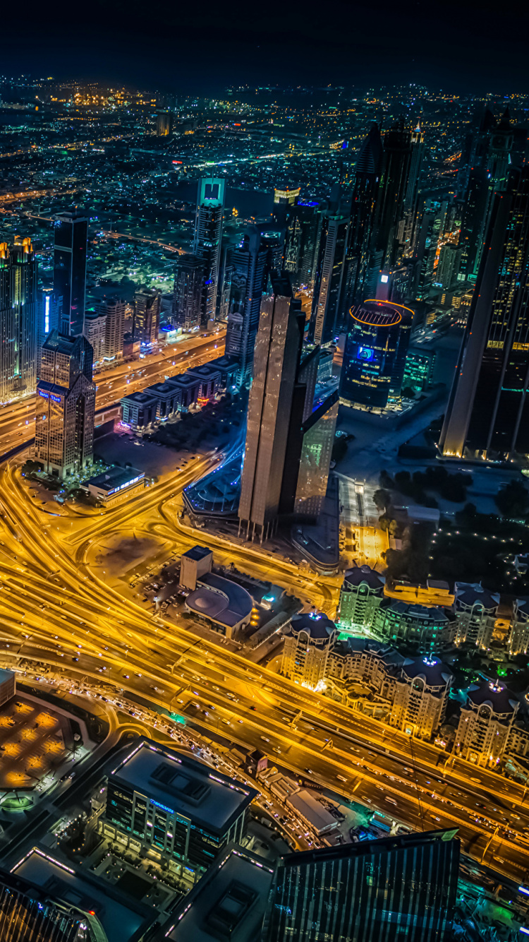 Luftaufnahme Der Stadt Bei Nacht Night. Wallpaper in 750x1334 Resolution