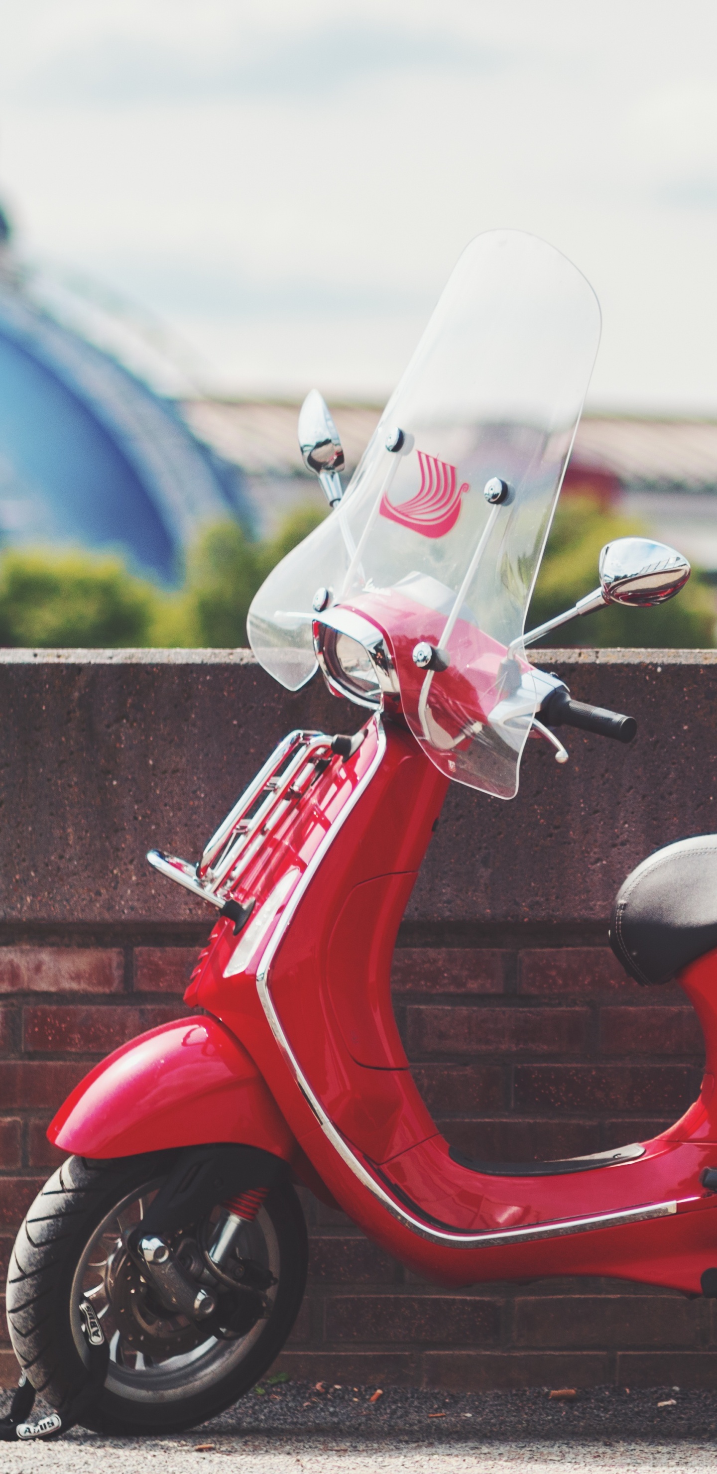 Red and White Motor Scooter Parked on Gray Concrete Pavement During Daytime. Wallpaper in 1440x2960 Resolution