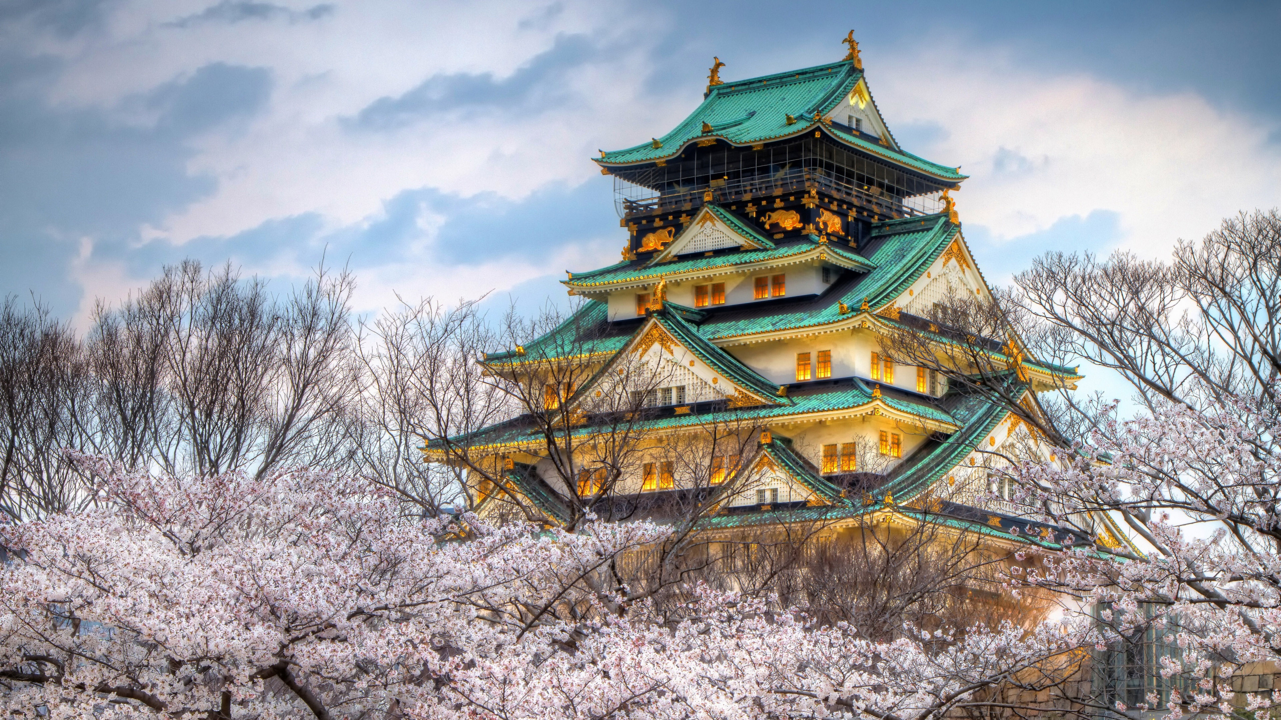 Japanische Burg, Osaka Castle, Himeji-Burg, Schloss, Pagode. Wallpaper in 2560x1440 Resolution