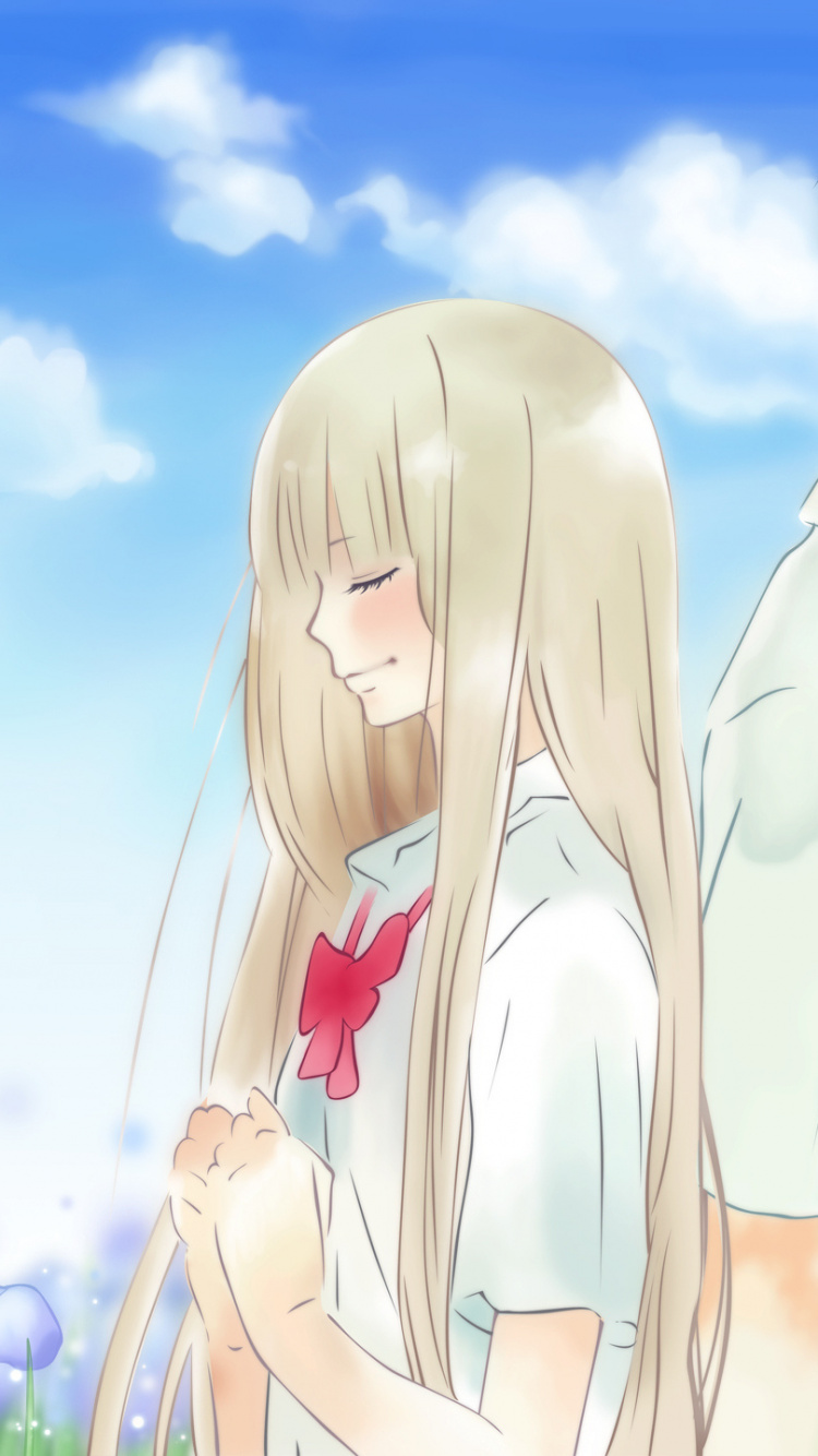 Blondhaarige Weibliche Anime-Figur. Wallpaper in 750x1334 Resolution