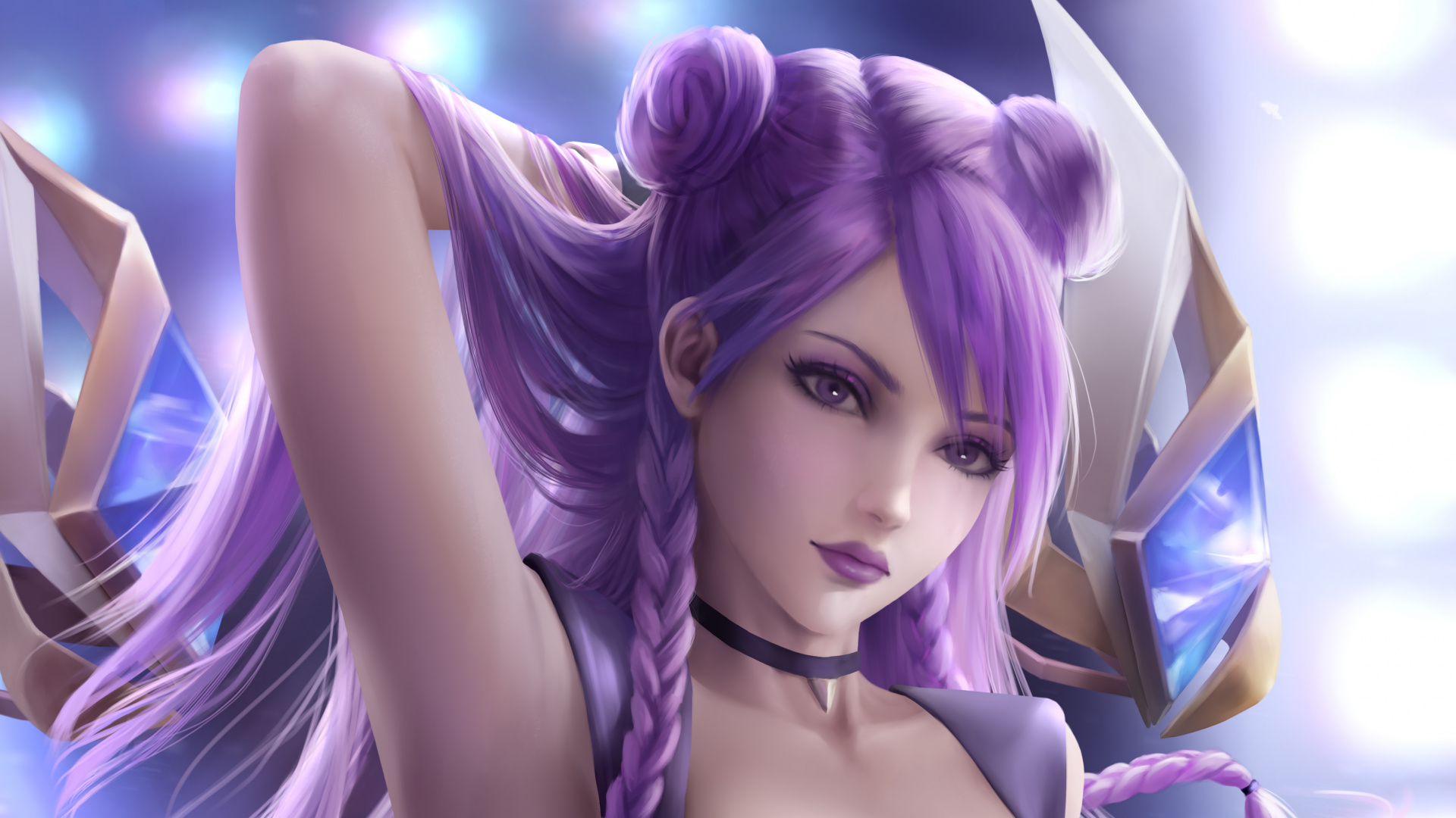 League of Legends, Purple, Violette, Blue, L'anime. Wallpaper in 1920x1080 Resolution