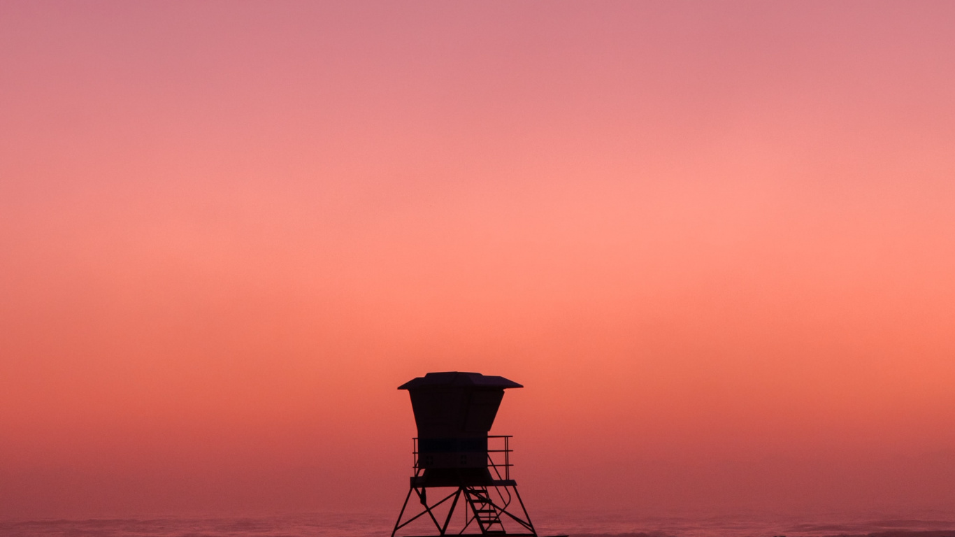 Silhouette of Person Standing on Dock During Sunset. Wallpaper in 1366x768 Resolution