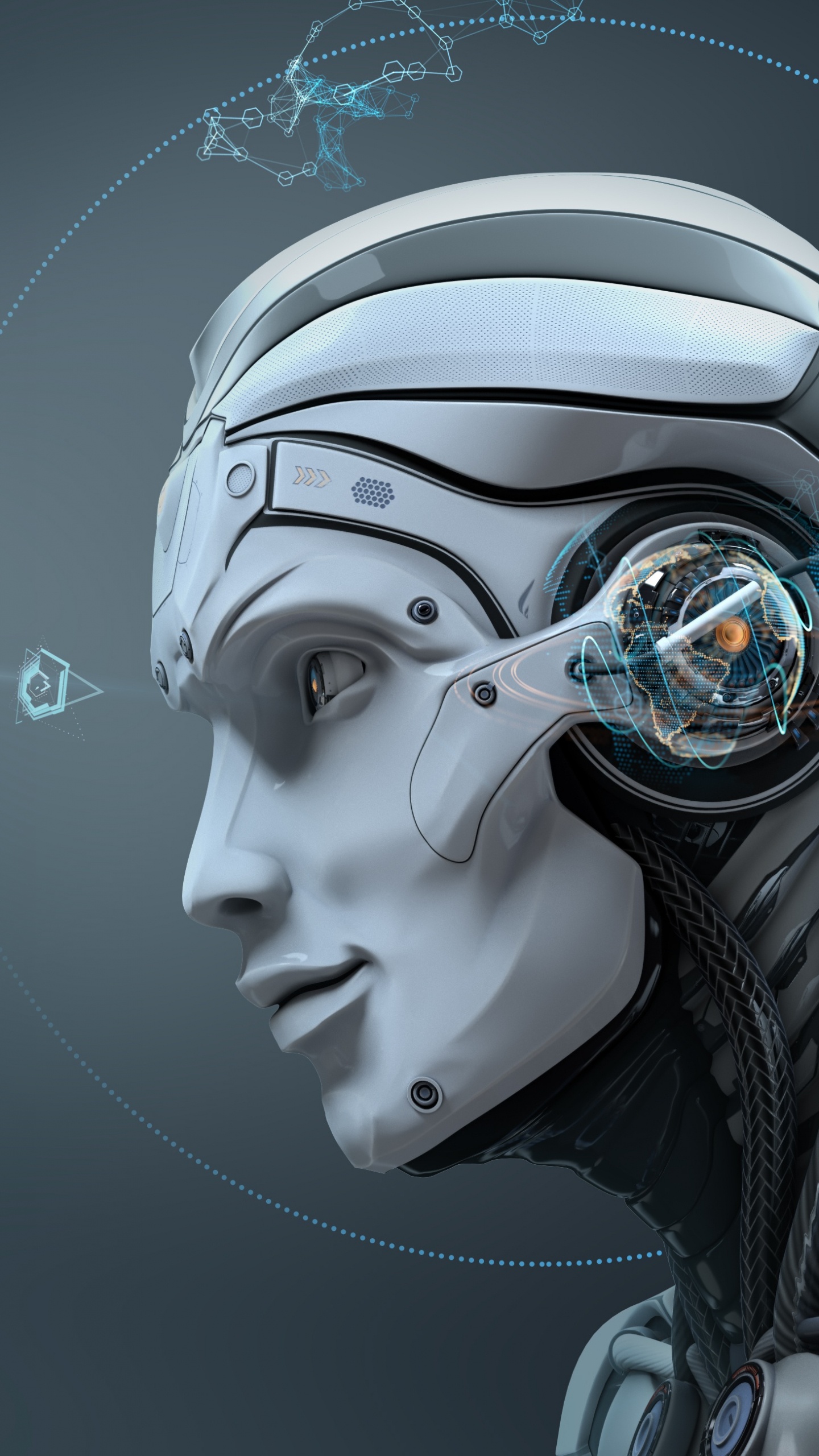 White and Brown Skull With Black and White Hat. Wallpaper in 1440x2560 Resolution