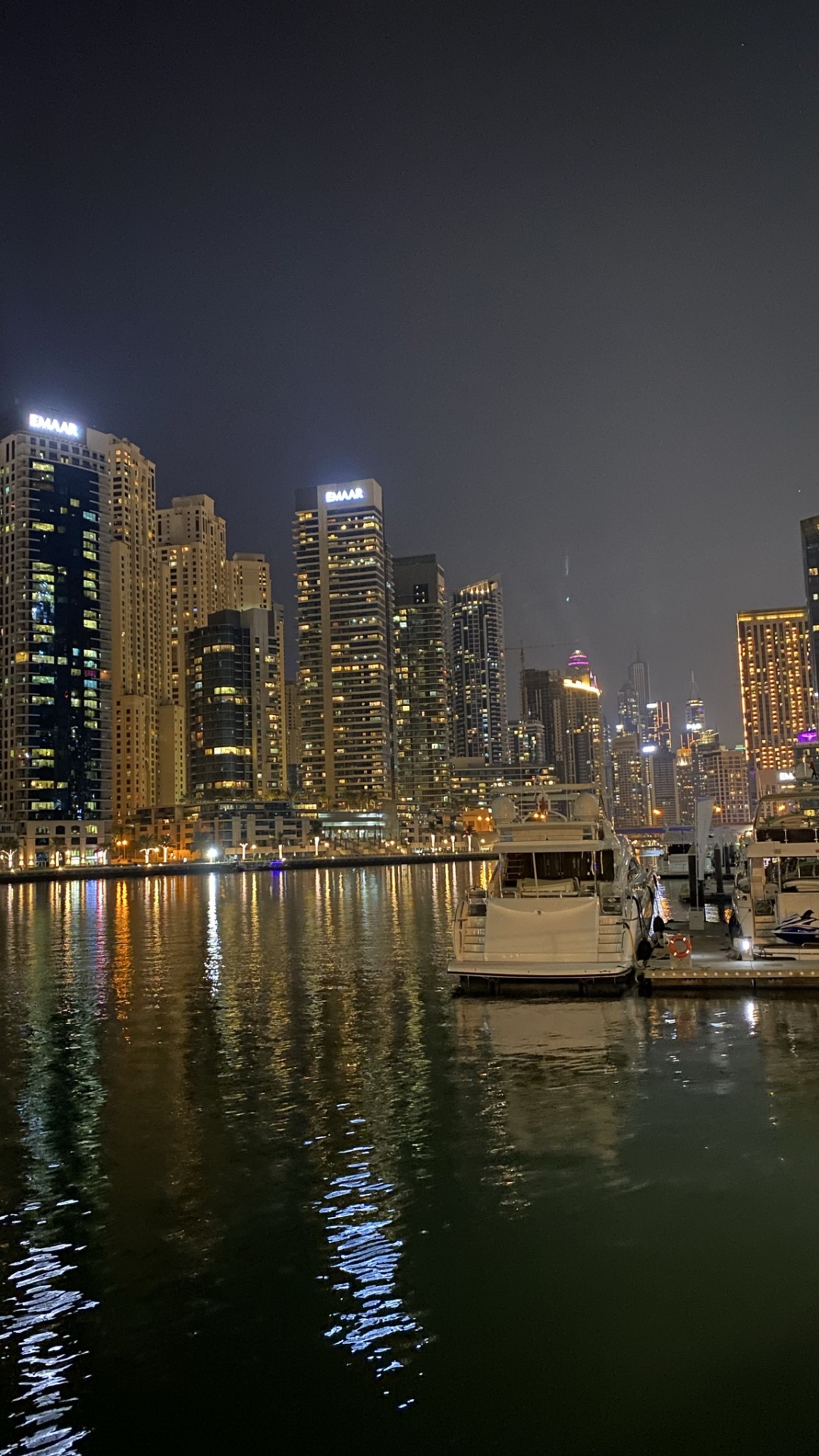 Dubai, Dubai Marina, Cityscape, Water, Night. Wallpaper in 1080x1920 Resolution