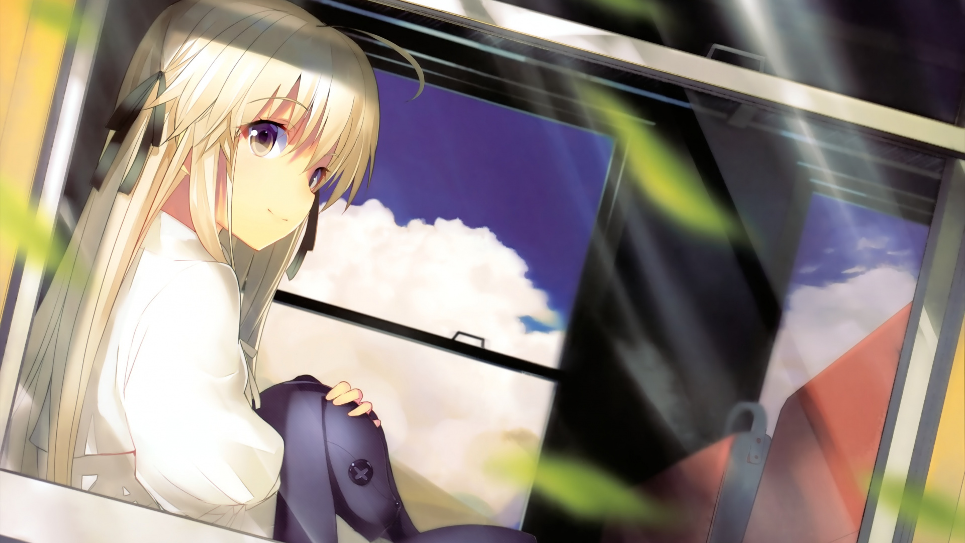 Blonde Haired Woman in White Long Sleeve Shirt Anime Character. Wallpaper in 1920x1080 Resolution