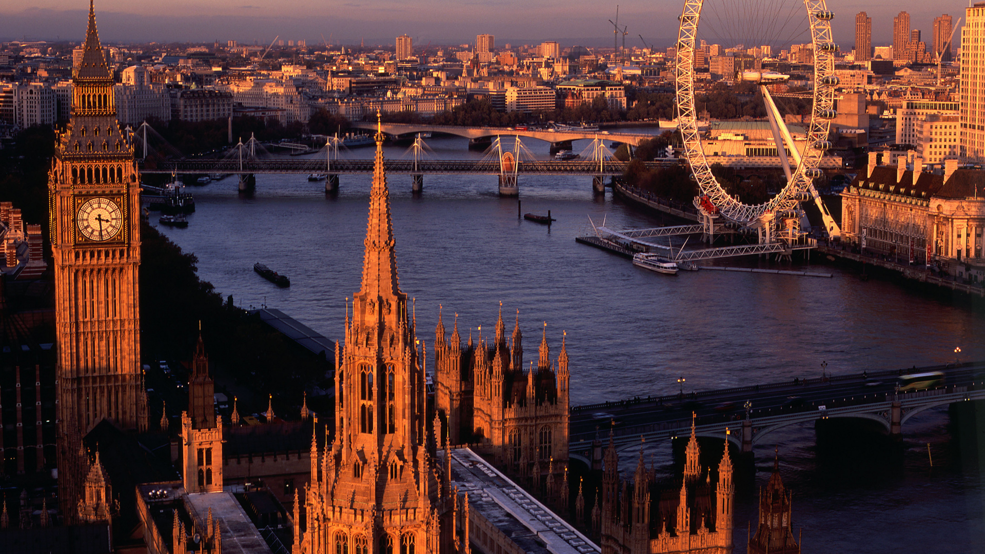 London Eye Under Blue Sky During Daytime. Wallpaper in 1920x1080 Resolution