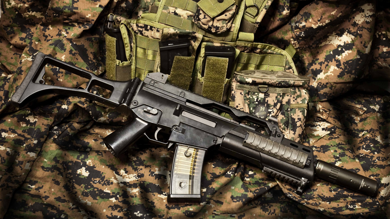 Heckler Koch G36, Heckler Koch, Firearm, Gun, Assault Rifle. Wallpaper in 1366x768 Resolution