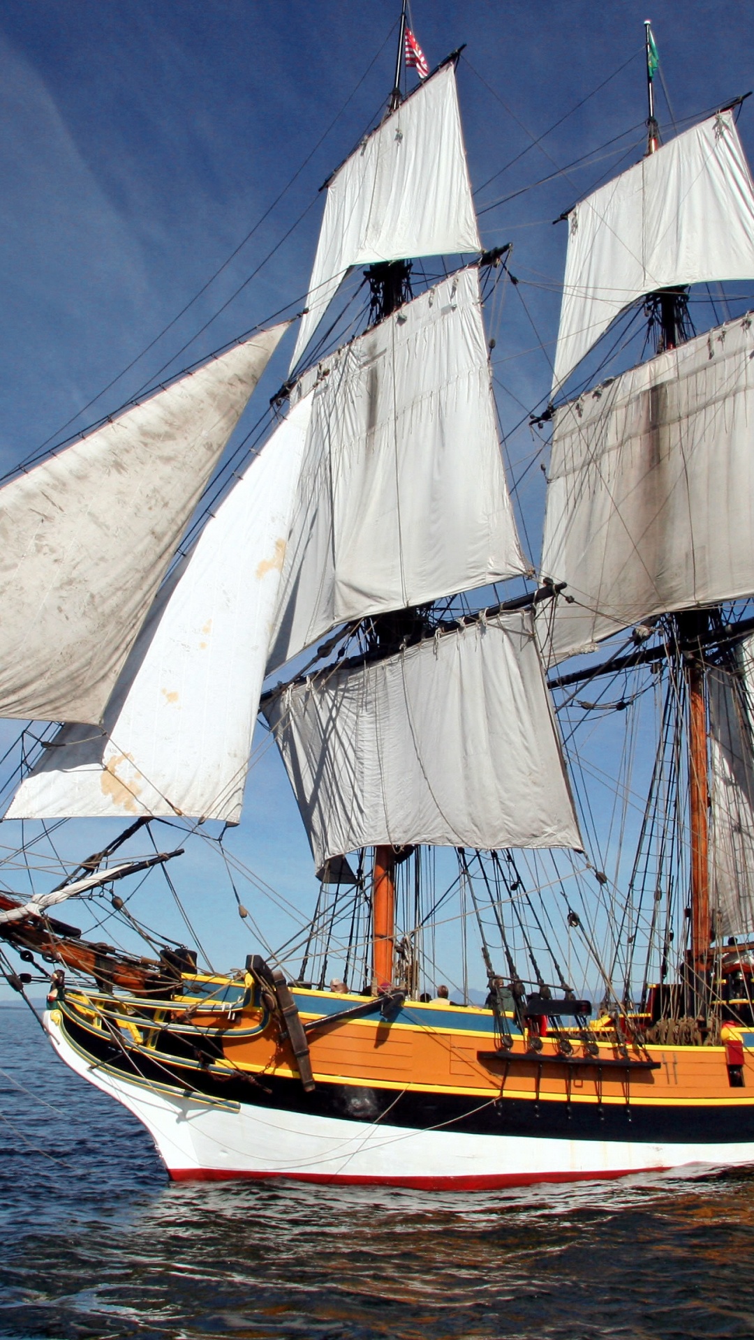 Brown and White Sail Boat on Sea During Daytime. Wallpaper in 1080x1920 Resolution