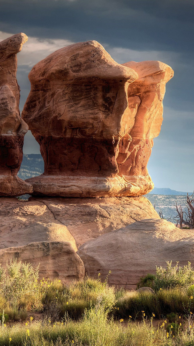 Brown Rock Formation Under Blue Sky During Daytime. Wallpaper in 750x1334 Resolution