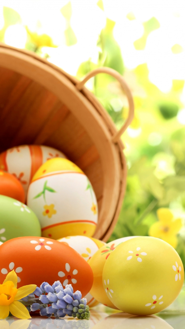Easter Bunny, Easter Egg, Easter Basket, Holiday, Easter. Wallpaper in 750x1334 Resolution