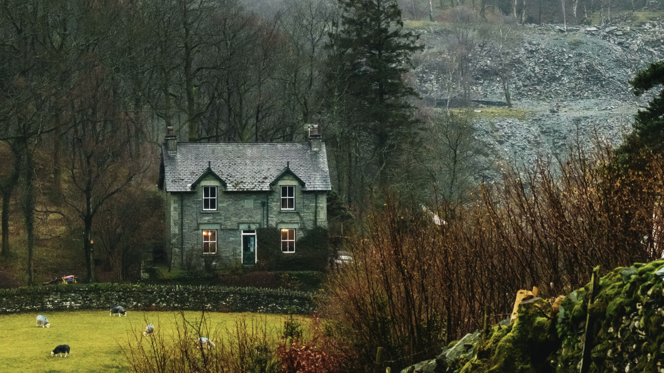 Paysage Naturel, Zone Rurale, Maison, Smartphone, Hiver. Wallpaper in 1366x768 Resolution