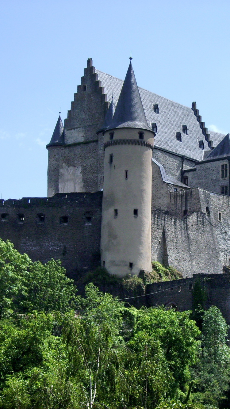 Château en Béton Gris Entouré D'arbres Verts Pendant la Journée. Wallpaper in 750x1334 Resolution
