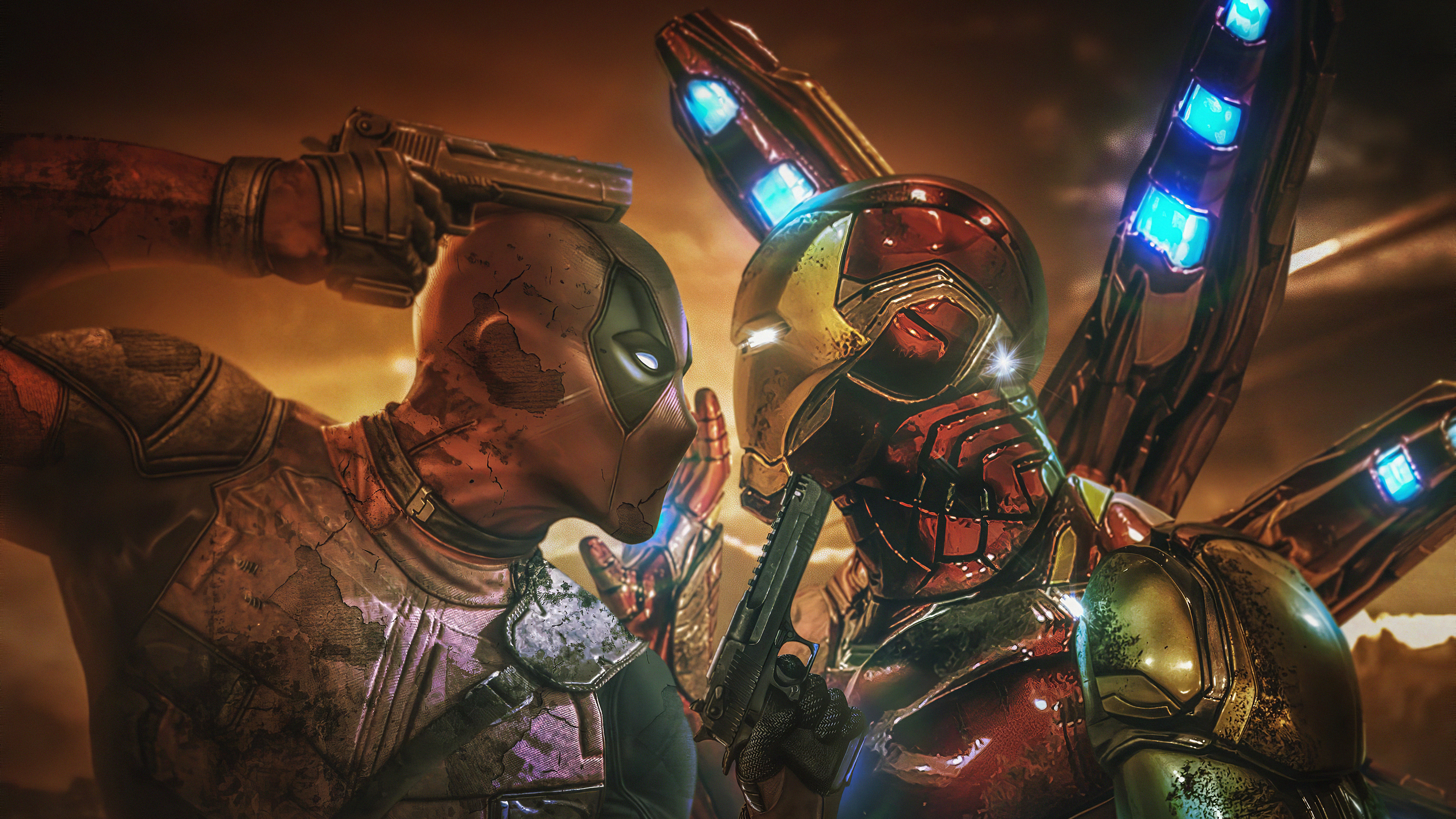 Mann im Blau-weißen Hemd Mit Gewehr. Wallpaper in 3840x2160 Resolution