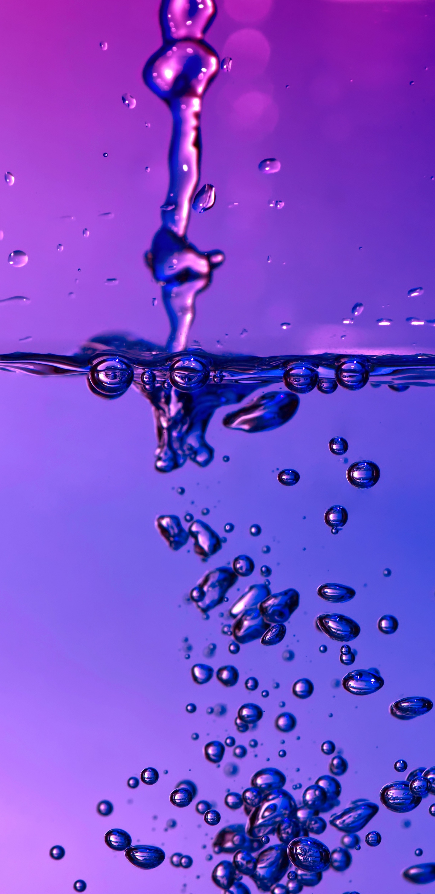 Bubble, Water, Blue, Liquid, Purple. Wallpaper in 1440x2960 Resolution