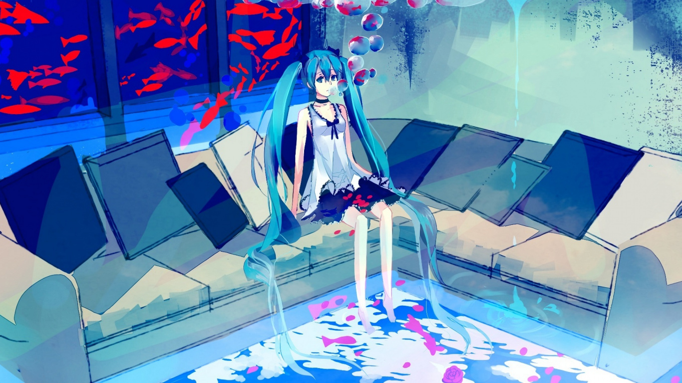 Femme en Robe Blanche Personnage Anime. Wallpaper in 1366x768 Resolution