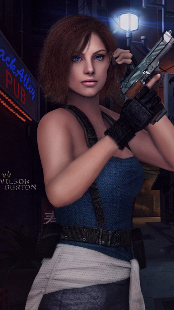 Femme en Veste en Jean Bleu Tenant un Microphone Noir et Rouge. Wallpaper in 720x1280 Resolution