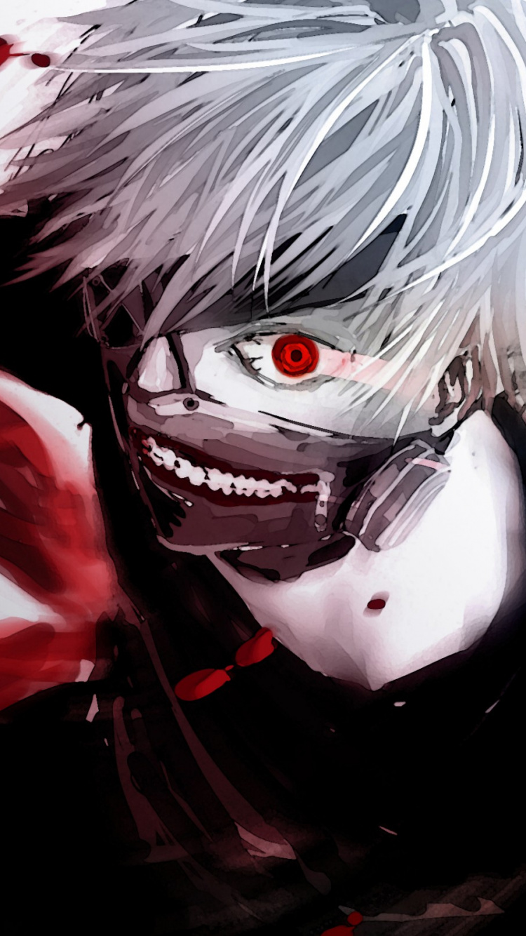 肯kaneki, 僵尸, 虚构的人物, 红色的, 血液 壁纸 750x1334 允许
